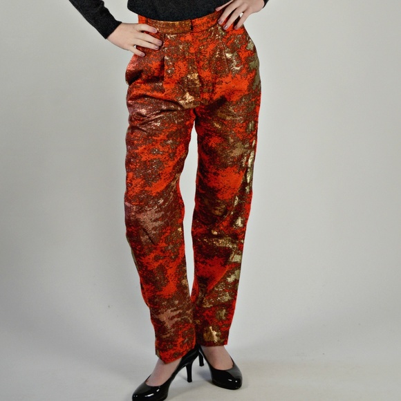Baggy Pleated Metallic Jeans Designer Pedro del Hi - Picture 3 of 7
